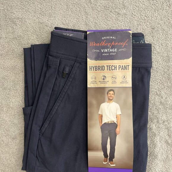 NEW Weatherproof Vintage Men's 30X30 Hybrid Tech Pants Regular Taper Blue - Picture 2 of 10